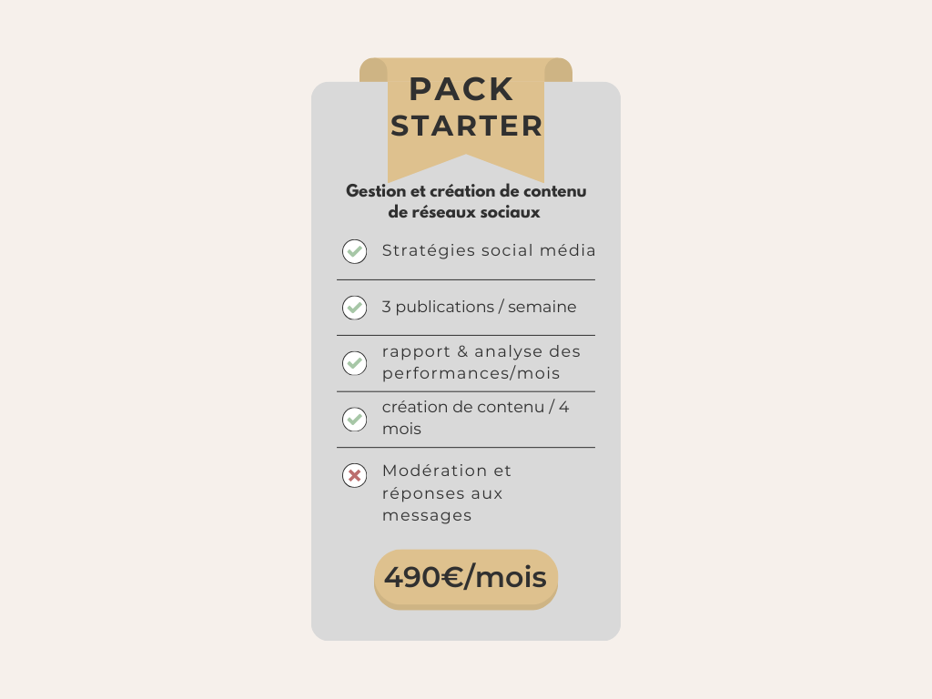 Gestion de réseaux sociaux et création de contenu / PACK STARTER