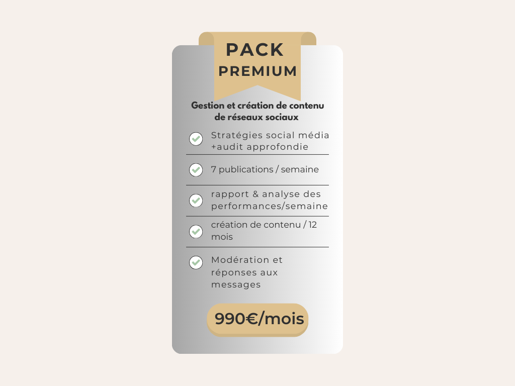 Gestion de réseaux sociaux et création de contenu / PACK PREMIUM