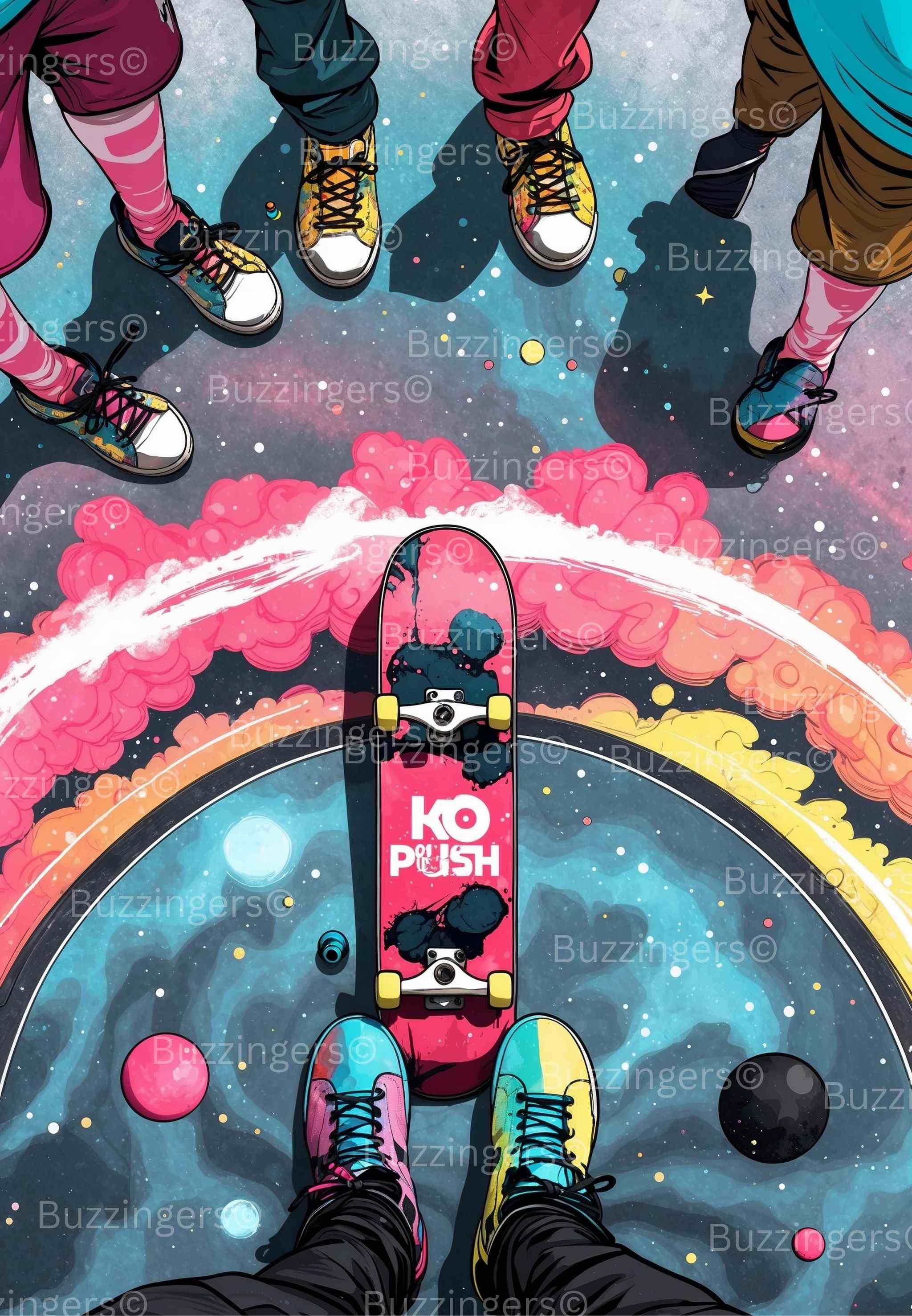 Space Skateboard Print
