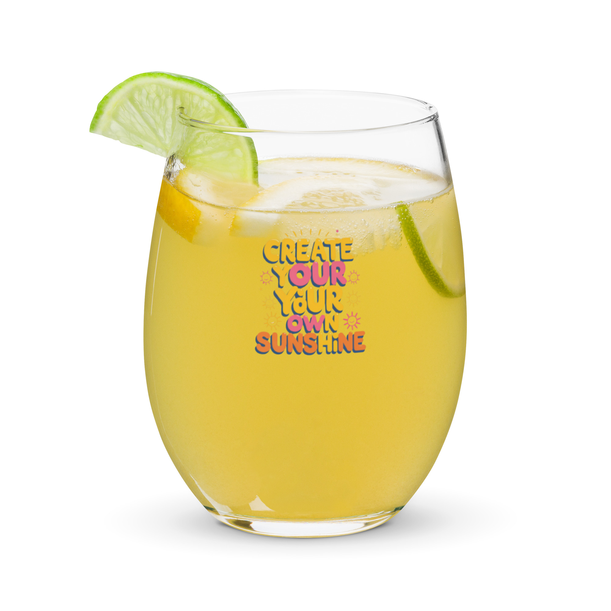 Create Your Own Sunshine Stemless Wine Glass