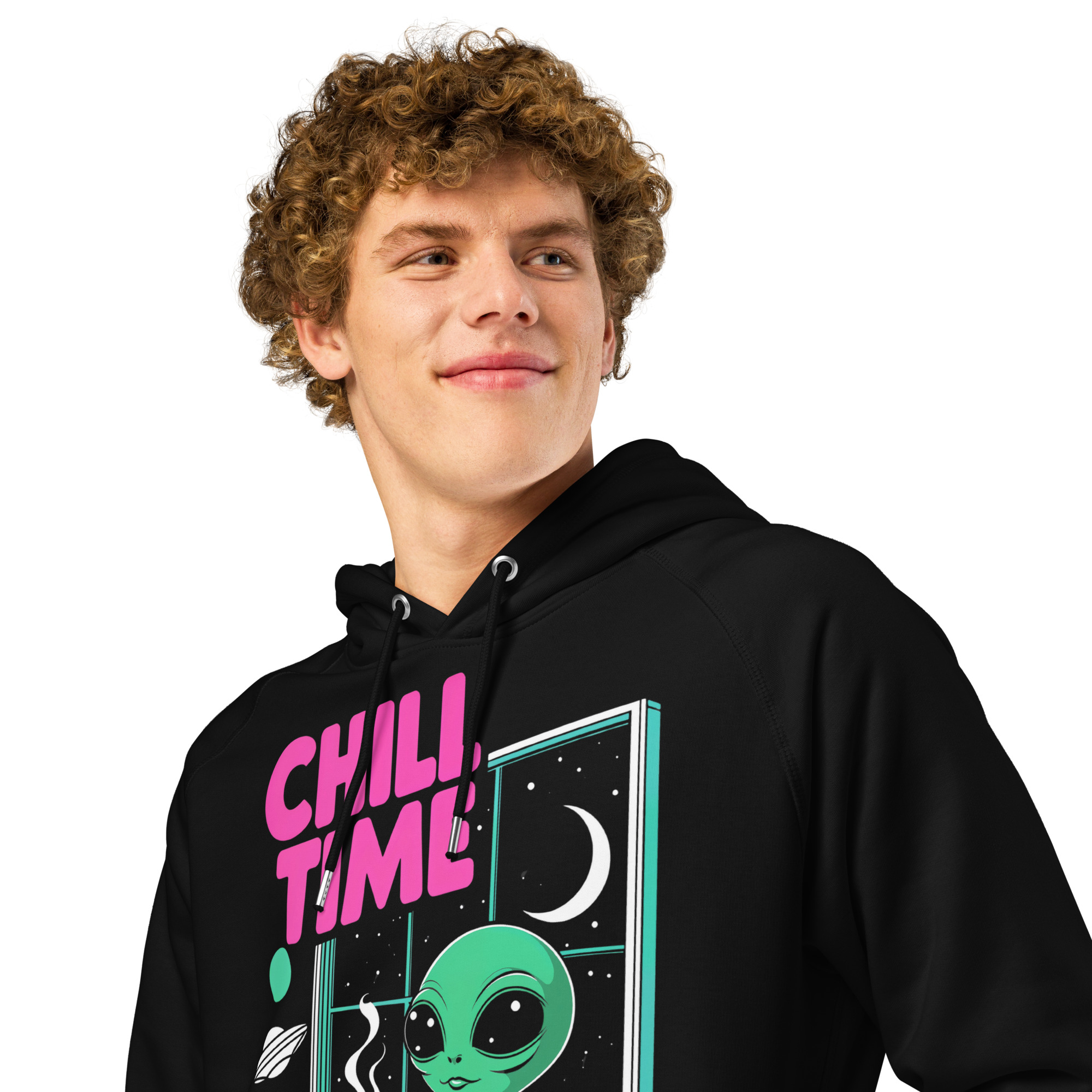 Alien Chill Time Unisex Organic Side Pocket Hoodie