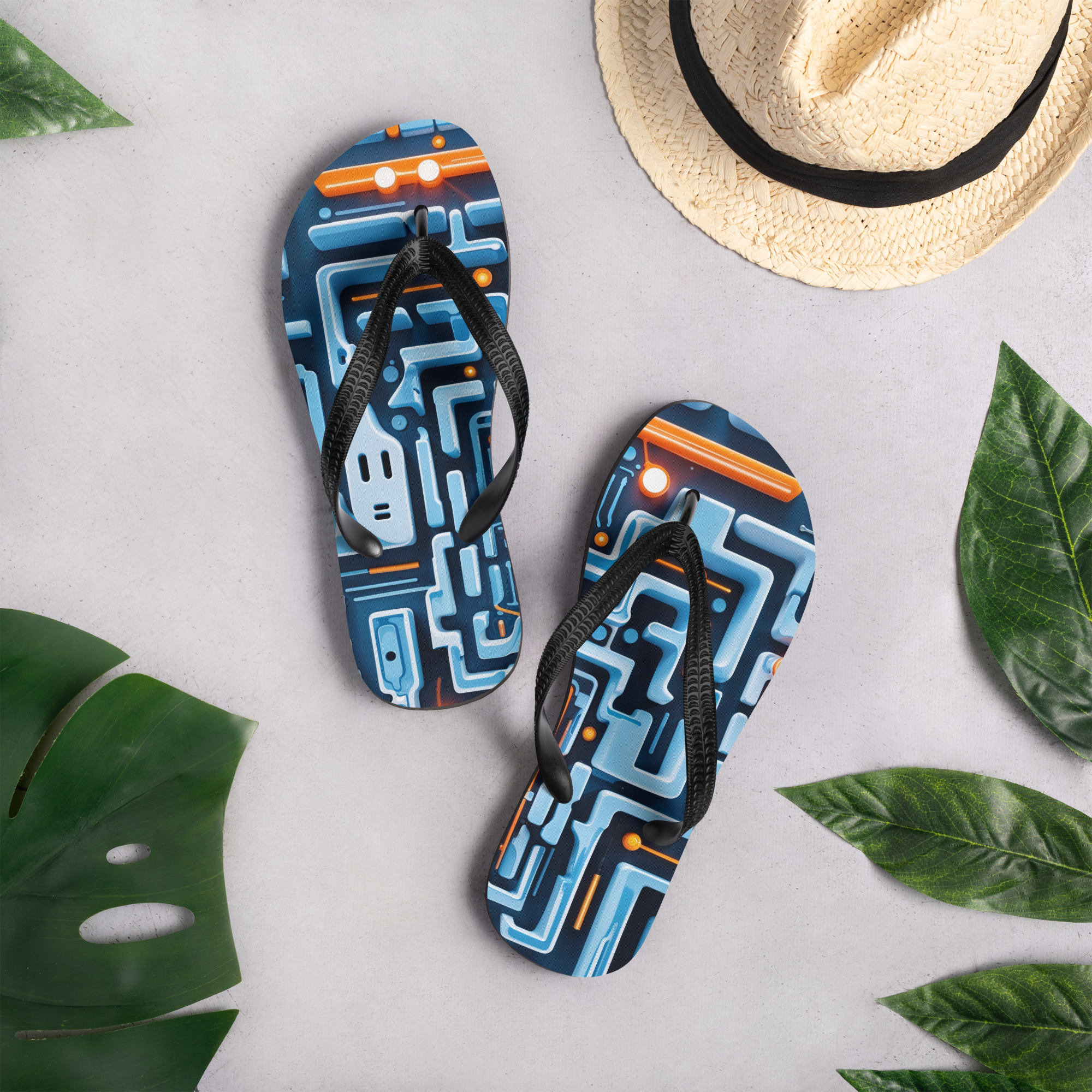 Maze Illusion Print Flip-Flops