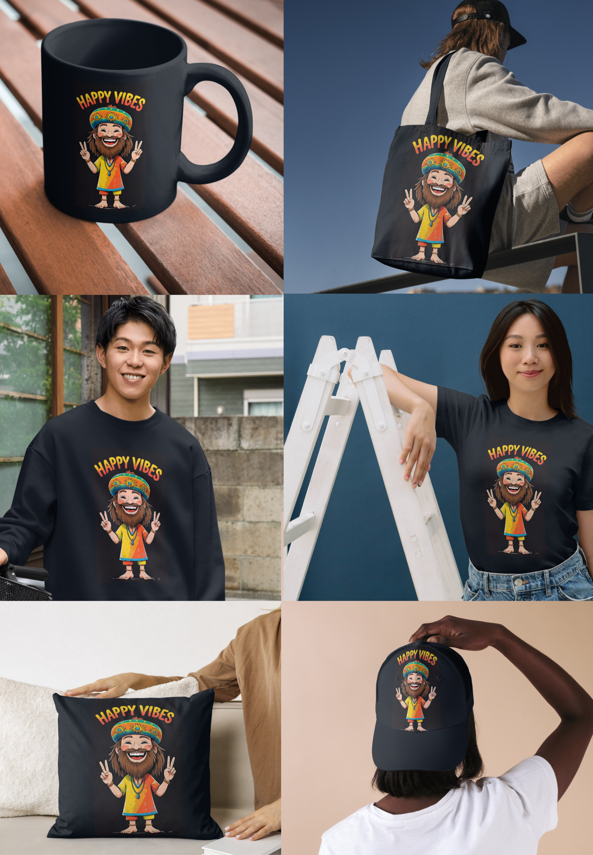 Happy Vibes Hippie Print