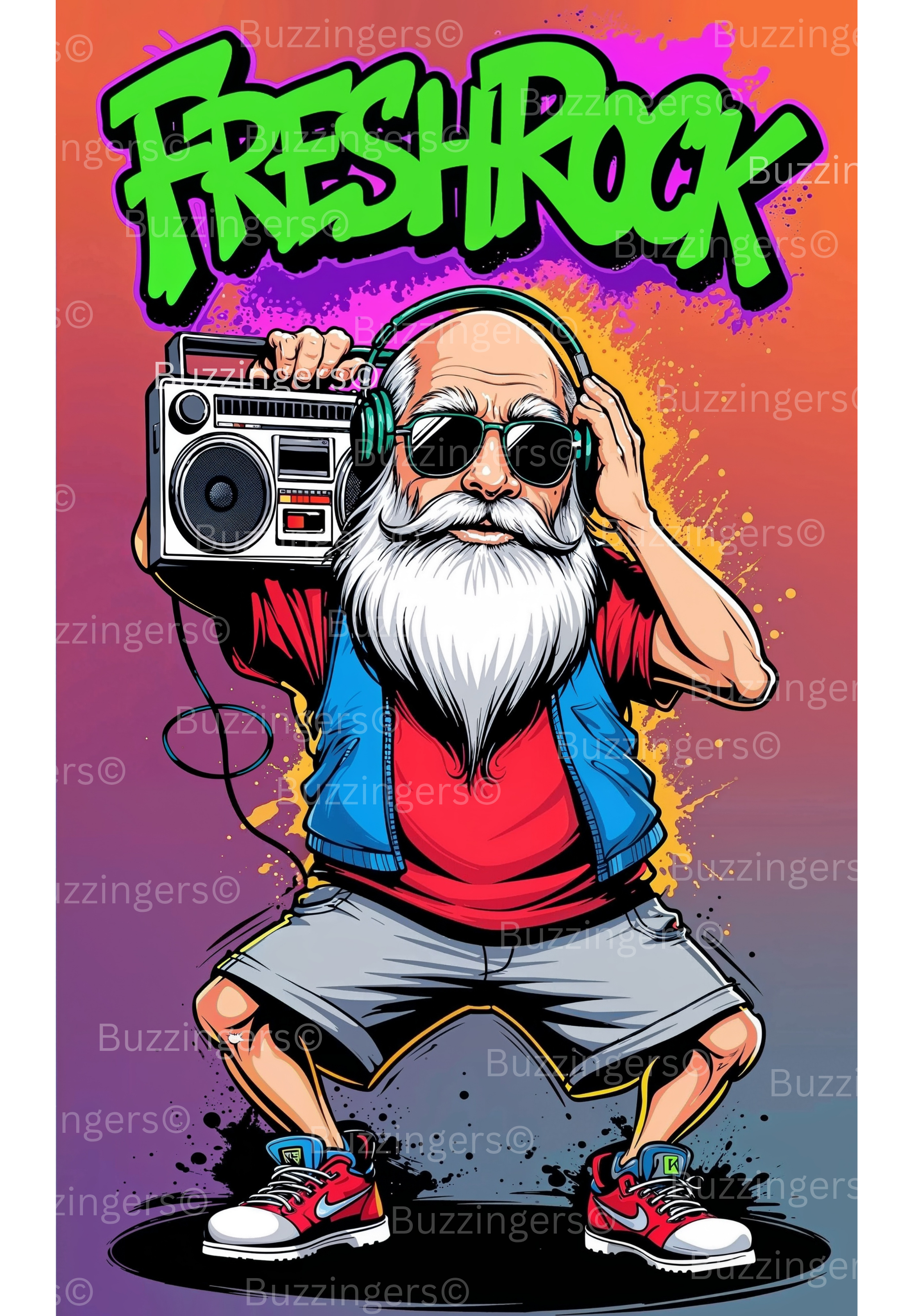 Retro Boombox Print