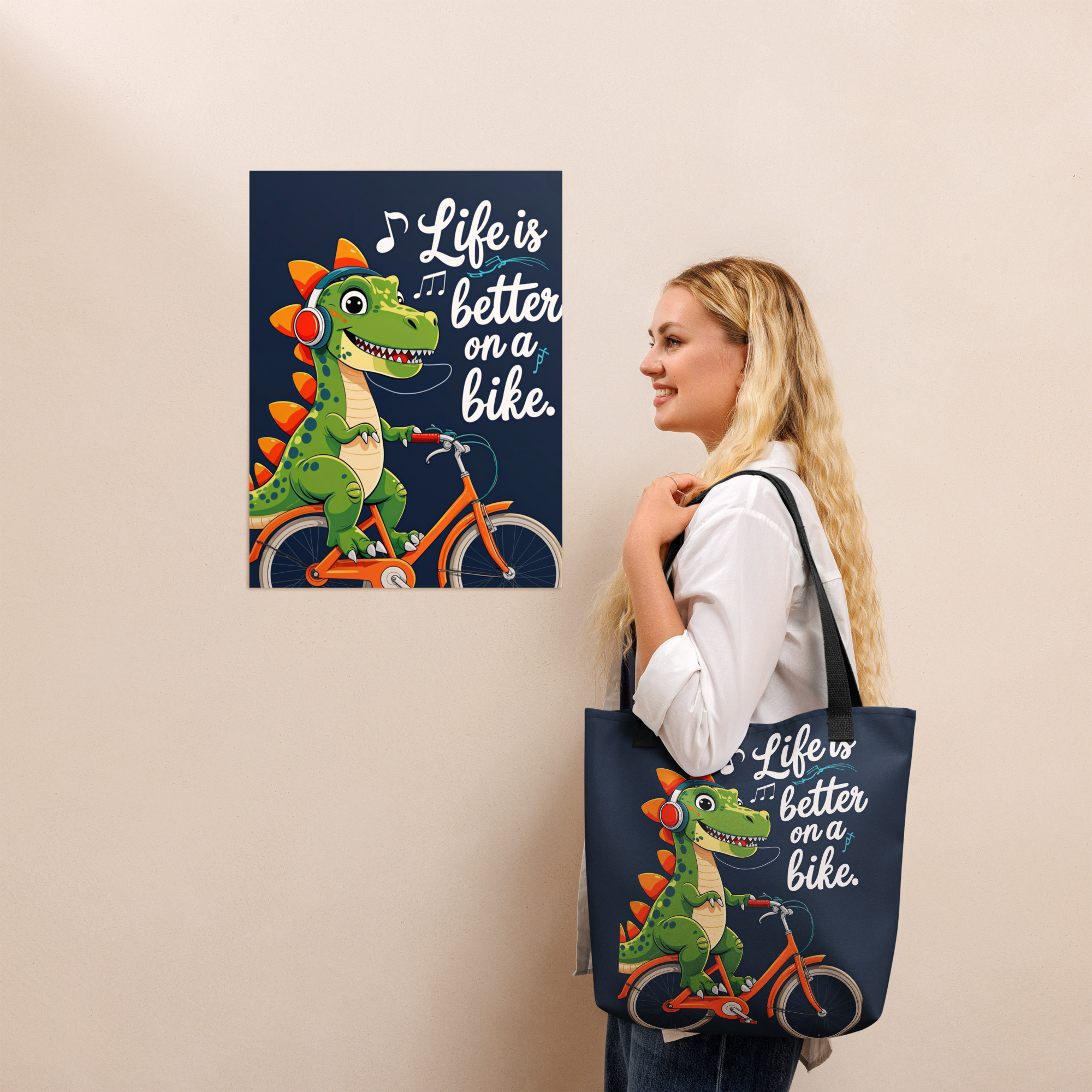 Dino Bike Bliss | Tote bag 