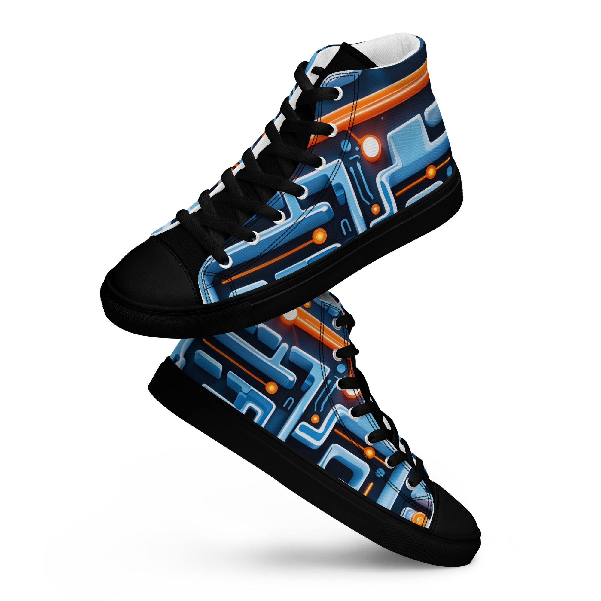 Maze Illusion Print Women’s High Top Canvas Shoes