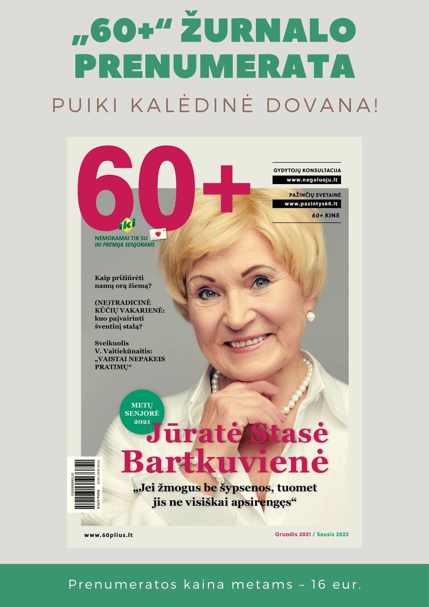 60+ žurnalo prenumerata 2026 metams.
