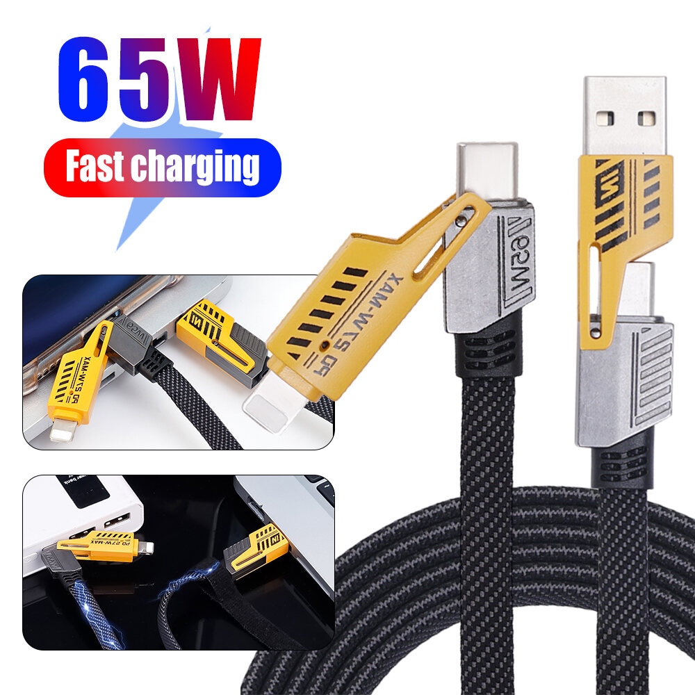 4-in-1 65W Fast Charging USB to Type-C PD Cable – Multi-Device Charger for iPhone 15/14/13 Pro Max, Samsung, Xiaomi, Huawei, MacBook, and More
