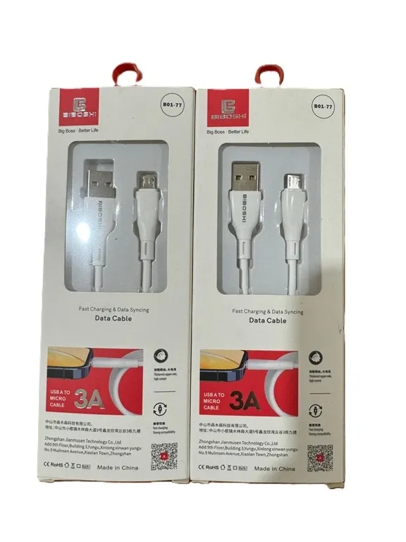 100% Original Biboshi 3A Micro USB & Type-C Cable | Fast Charging & Data Transfer | Premium Quality USB Type-A to Micro USB Cable