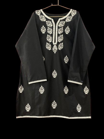 Soft Cotton Co ord Set ( Black In White Embroidery ) 