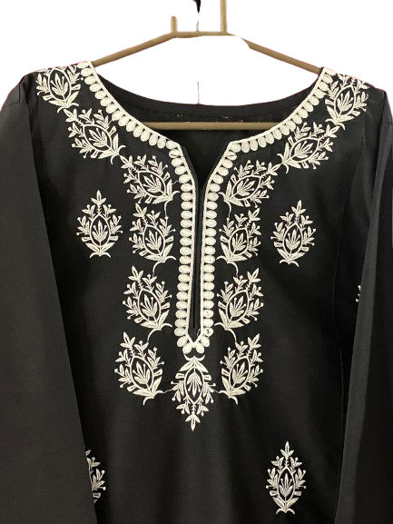 Soft Cotton Co ord Set ( Black In White Embroidery ) 