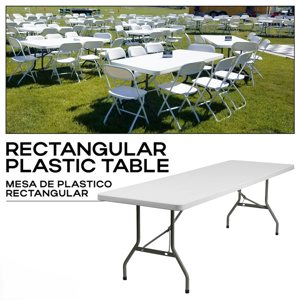 RECTANGULAR PLASTIC TABLE 8FT
