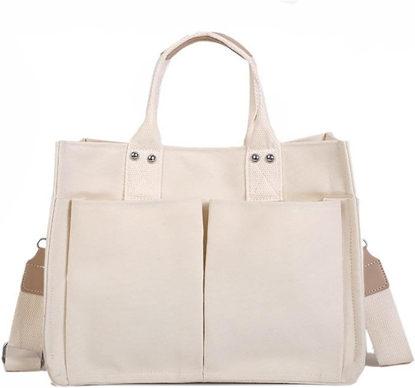 Beige Canvas Tote Bag