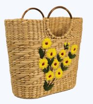 Handwoven Straw Tote Bag-water reed