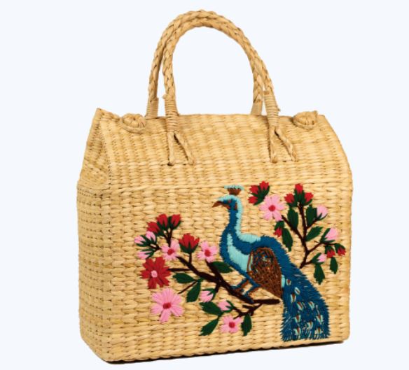 Handwoven Straw Tote Bag-water reed