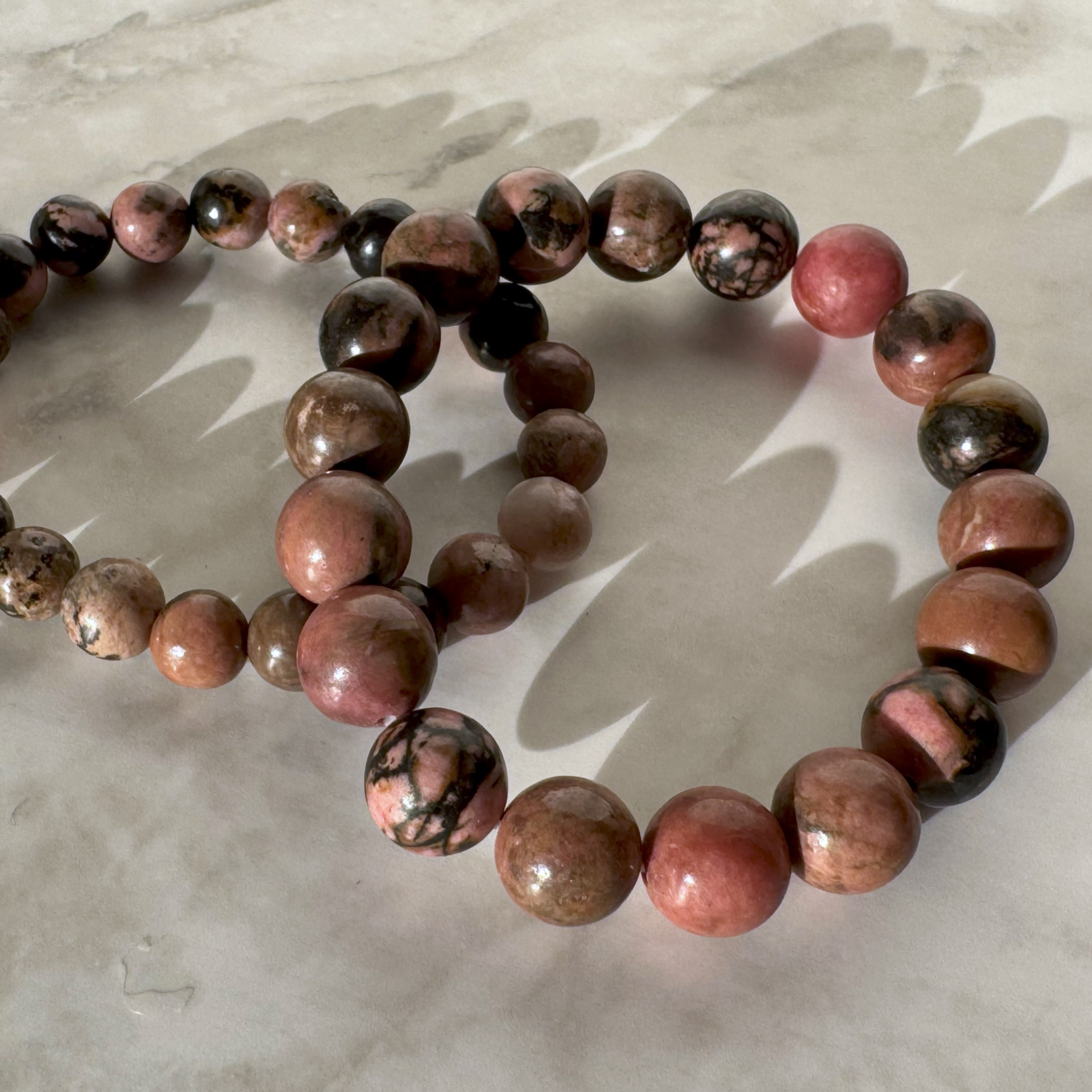 Pink Black Rhondite Bracelet (8mm)