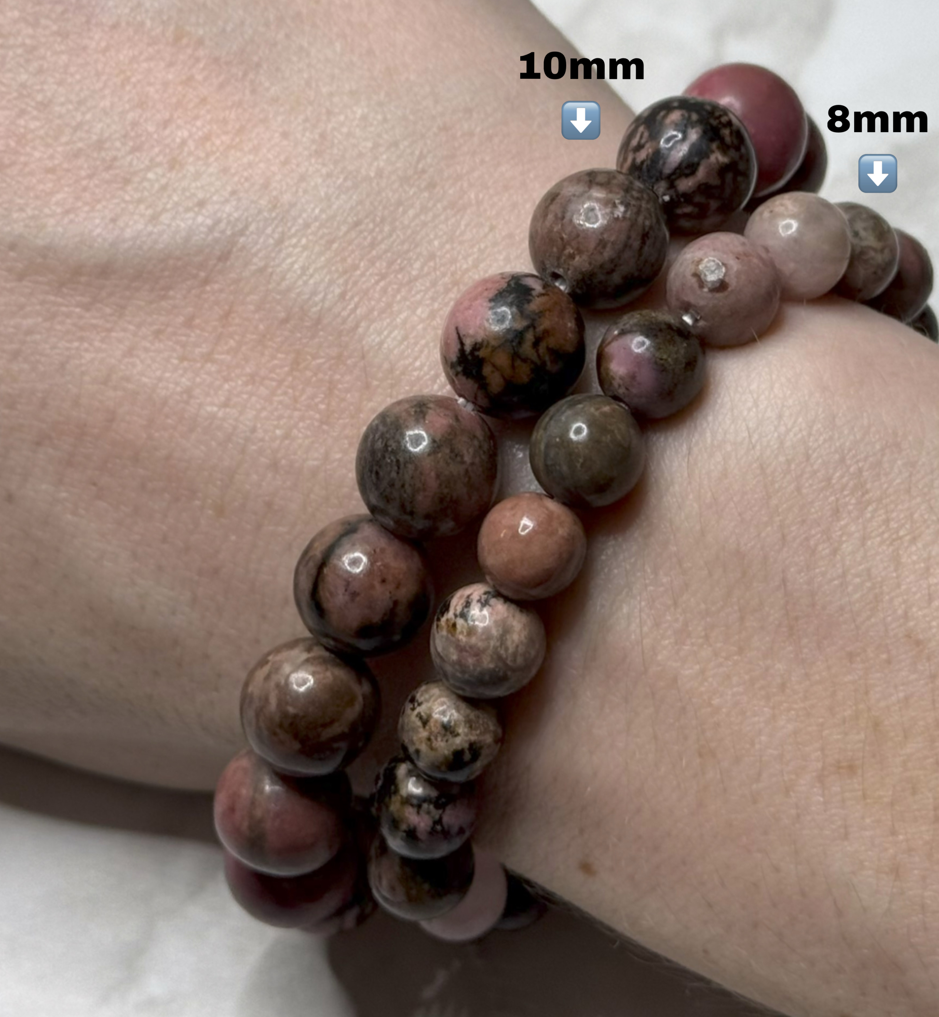 Pink Black Rhondite Bracelet (10mm)