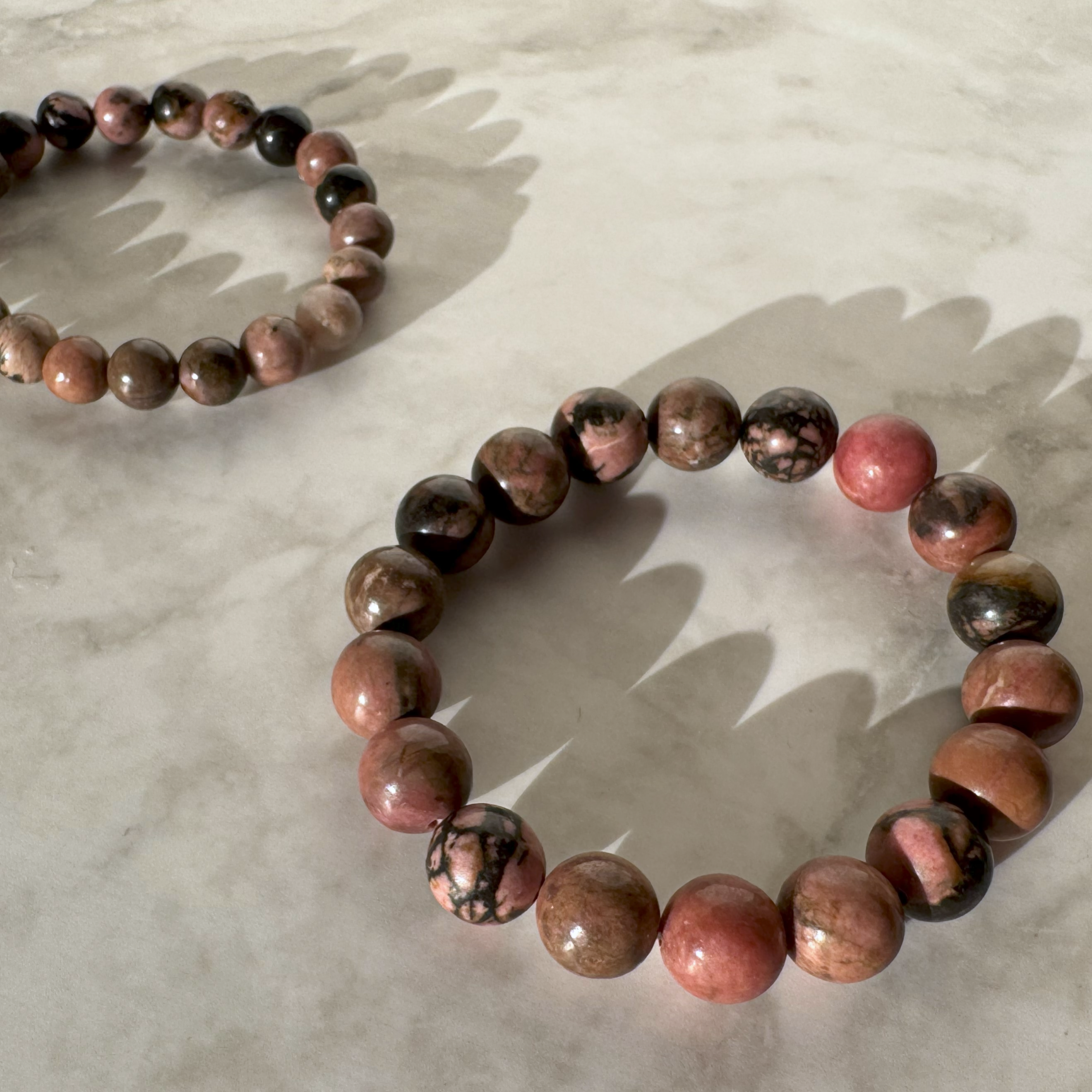 Pink Black Rhondite Bracelet (10mm)