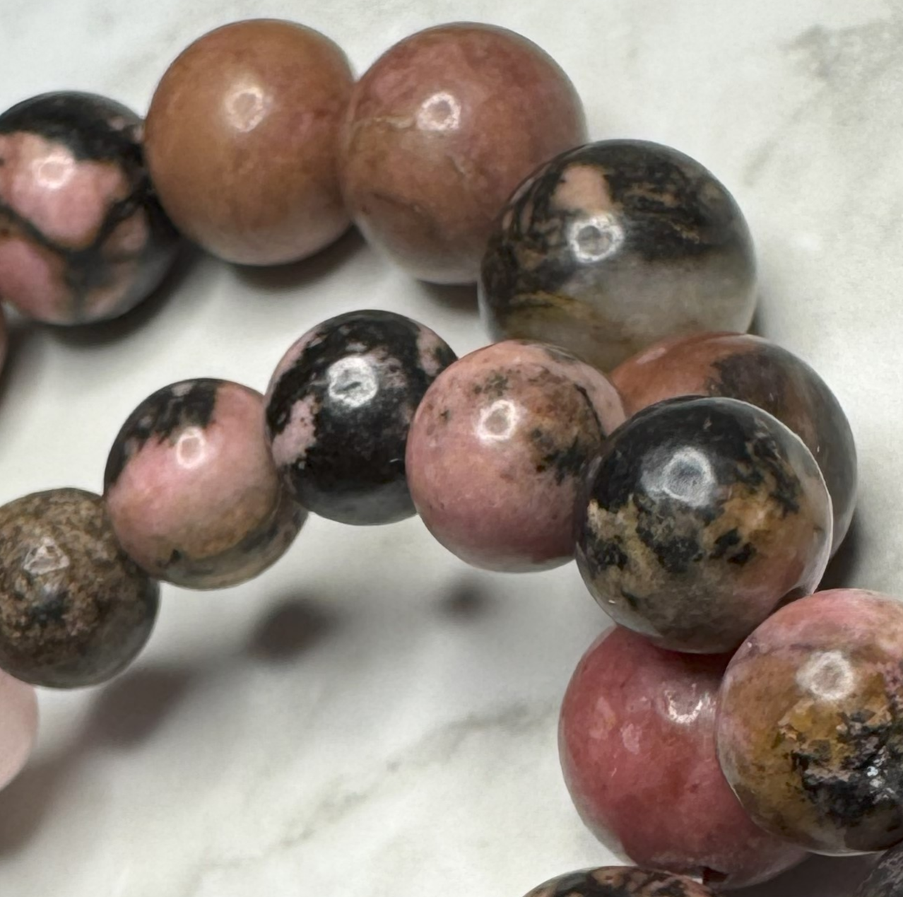 Pink Black Rhondite Bracelet (10mm)