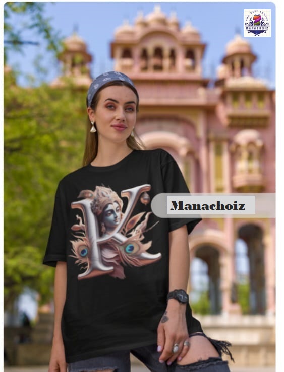 Krishna Printed Maroon T-Shirt with K Alphabet 