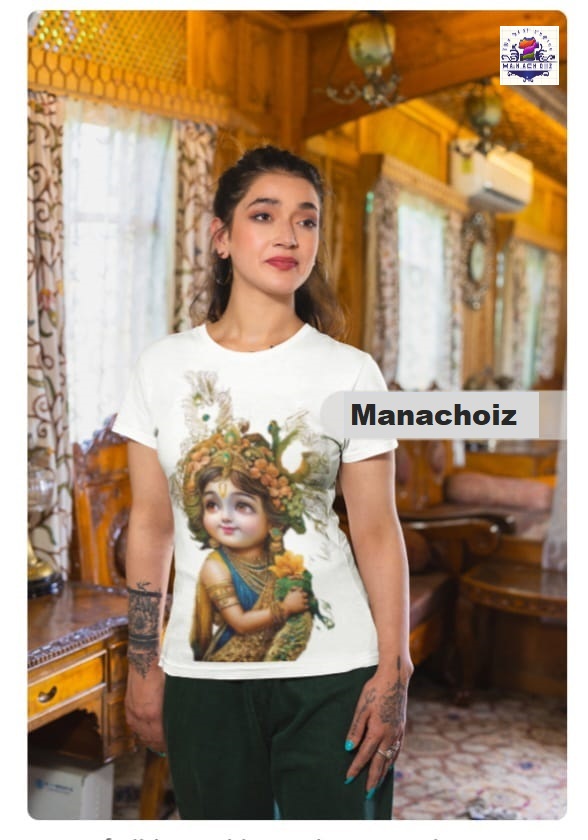 Cute Krishna Graphic Printed  T-shirt