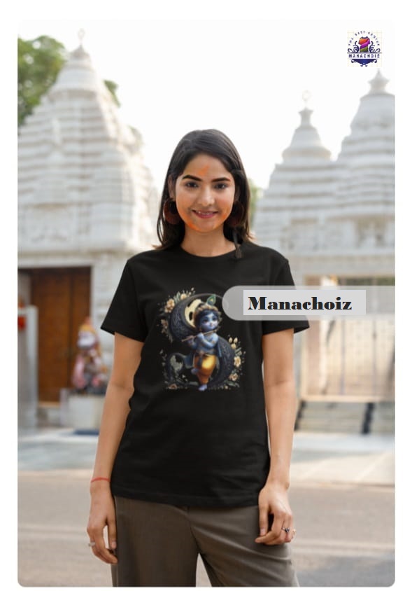 Krishna Graphic Maroon T-shirt with S - Alphabet