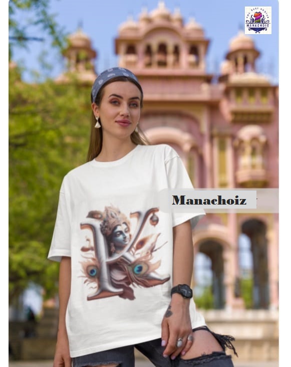 Krishna Printed Maroon T-Shirt with K Alphabet 