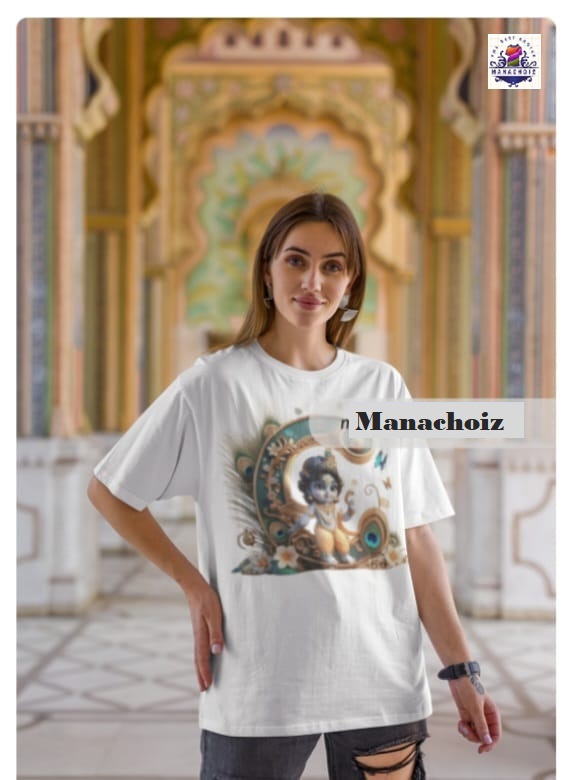 Peacock Krishna Graphic T-shirt with C Alphabet