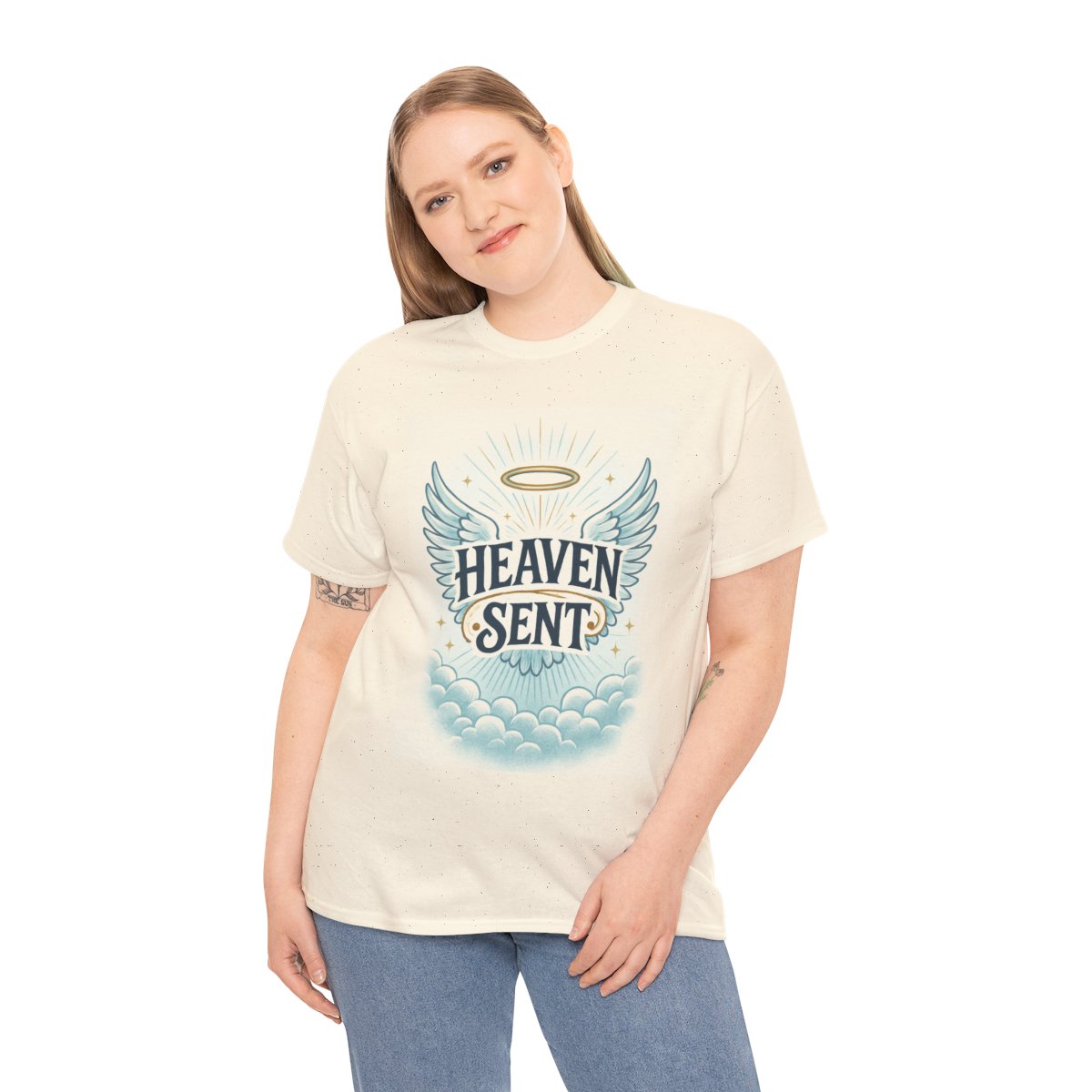 'Heaven Sent' Unisex Heavy Cotton Tee - Spiritual Angel Wings Design