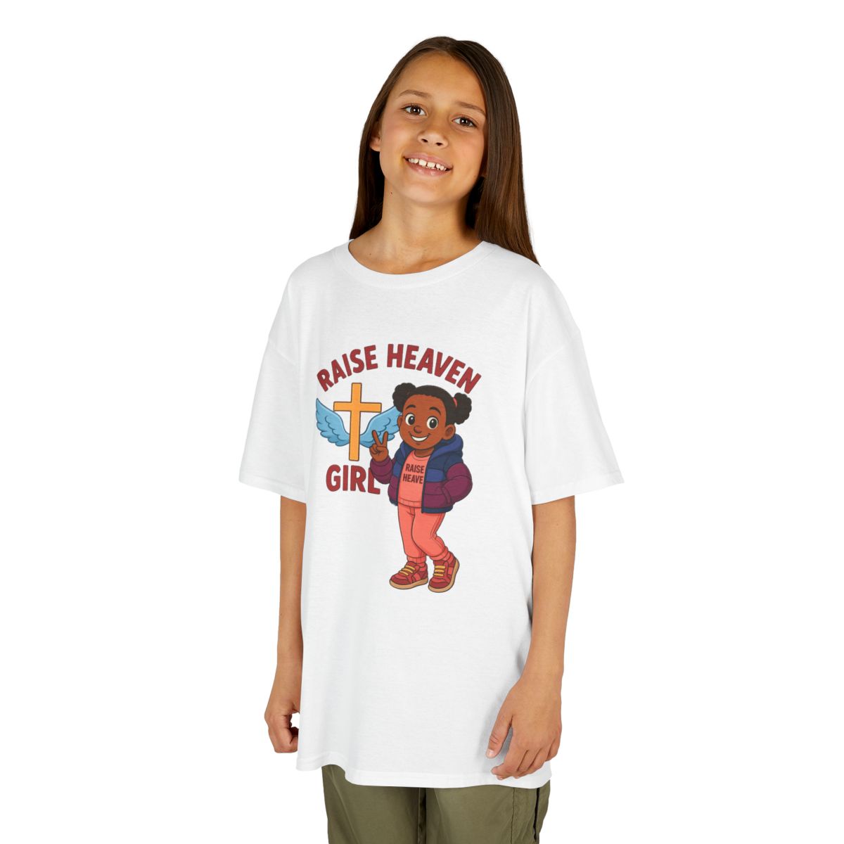 Kids 'Raise Heaven' Graphic Tee - Inspirational Heavy Cotton Shirt
