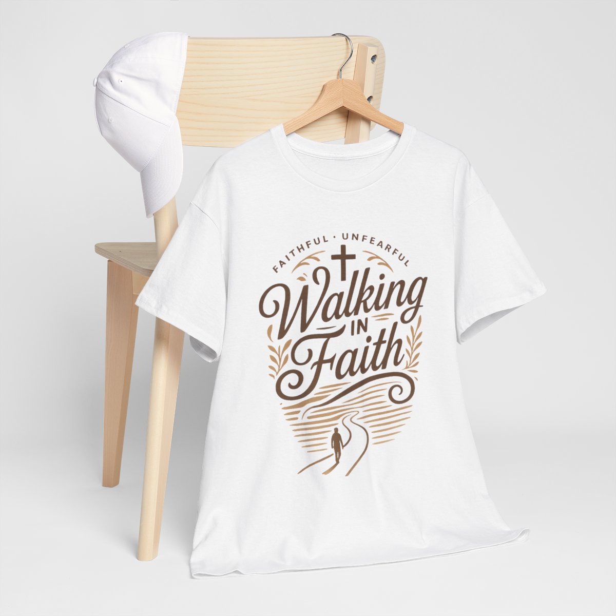 'Walking in Faith' - Unisex Heavy Cotton Tee - Inspirational Christian T-Shirt