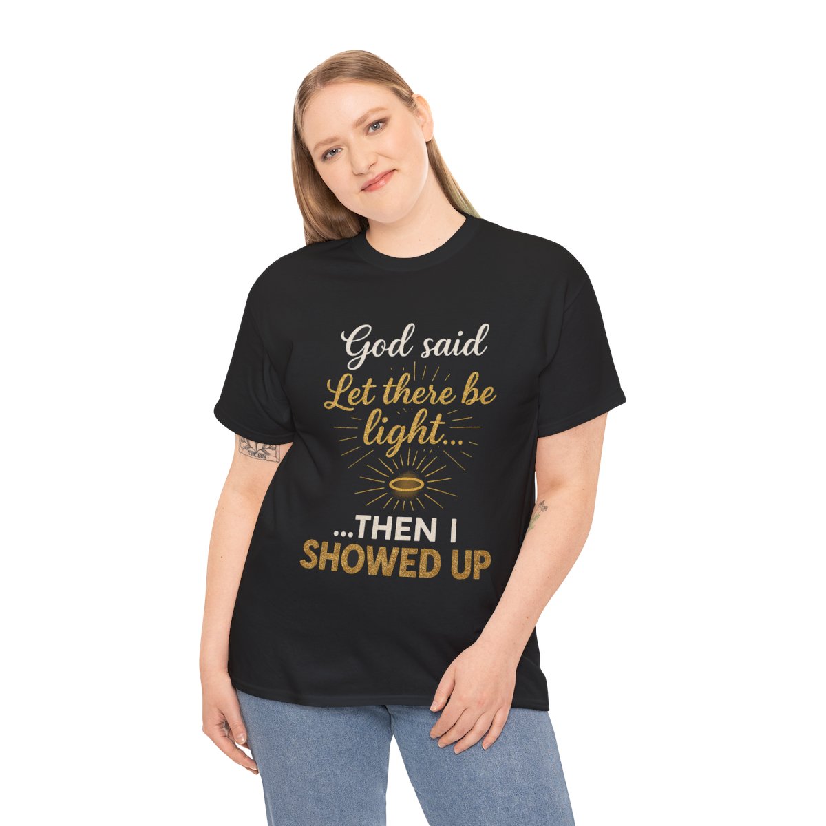 'God Said Let There Be Light' Unisex Heavy Cotton Tee - Inspirational Faith Shirt