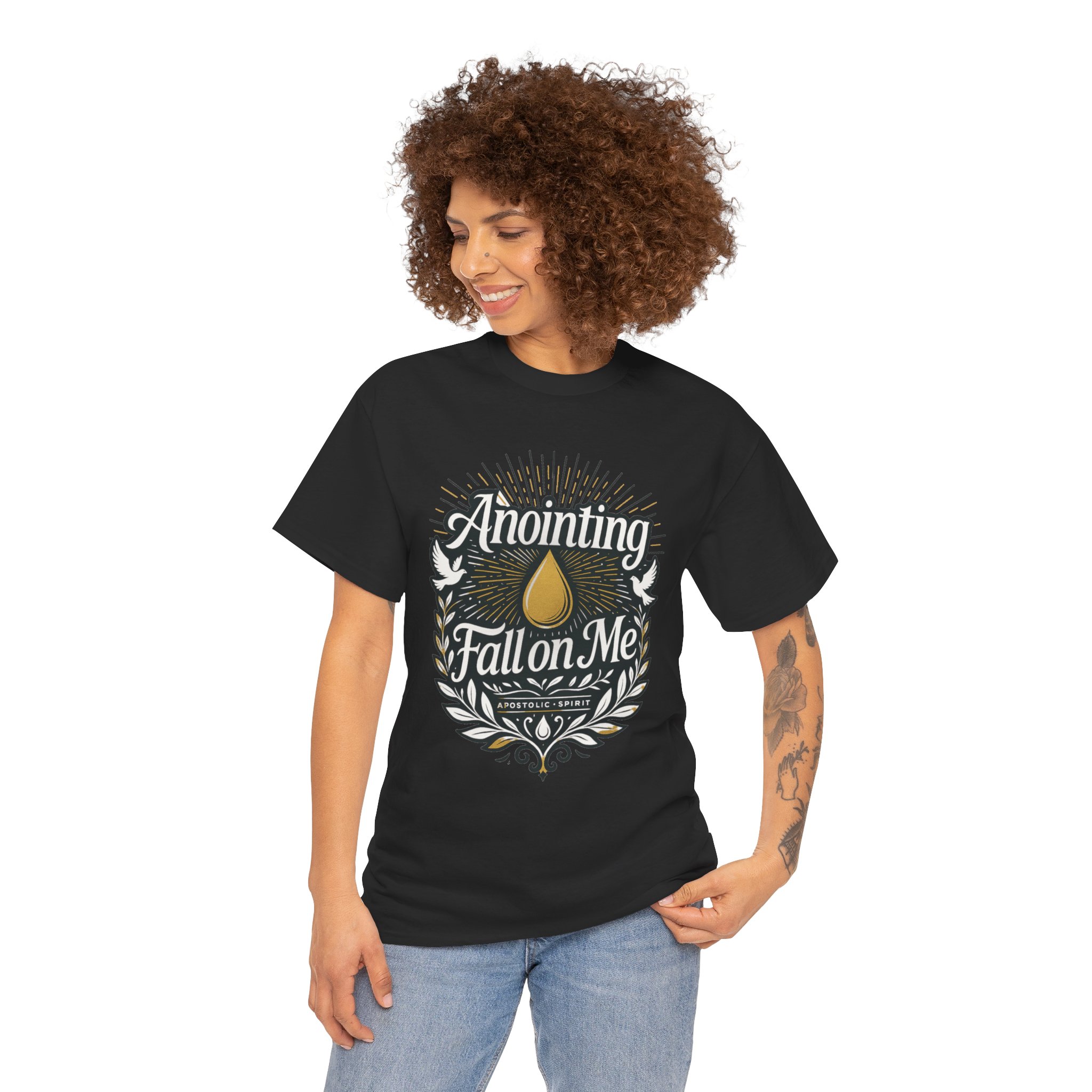 'Anointing Fall on Me' Unisex Cotton Tee - Inspirational Christian Apparel