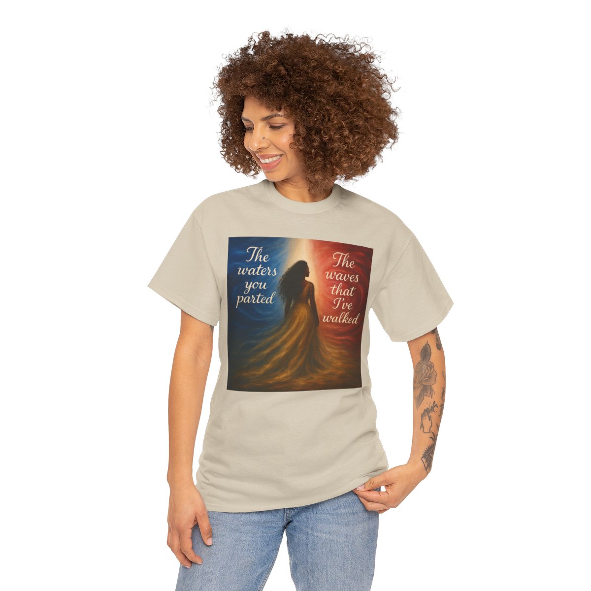 "The Waters You Parted / The Waves That I've Walked" - Inspirational Unisex Heavy Cotton Tee 