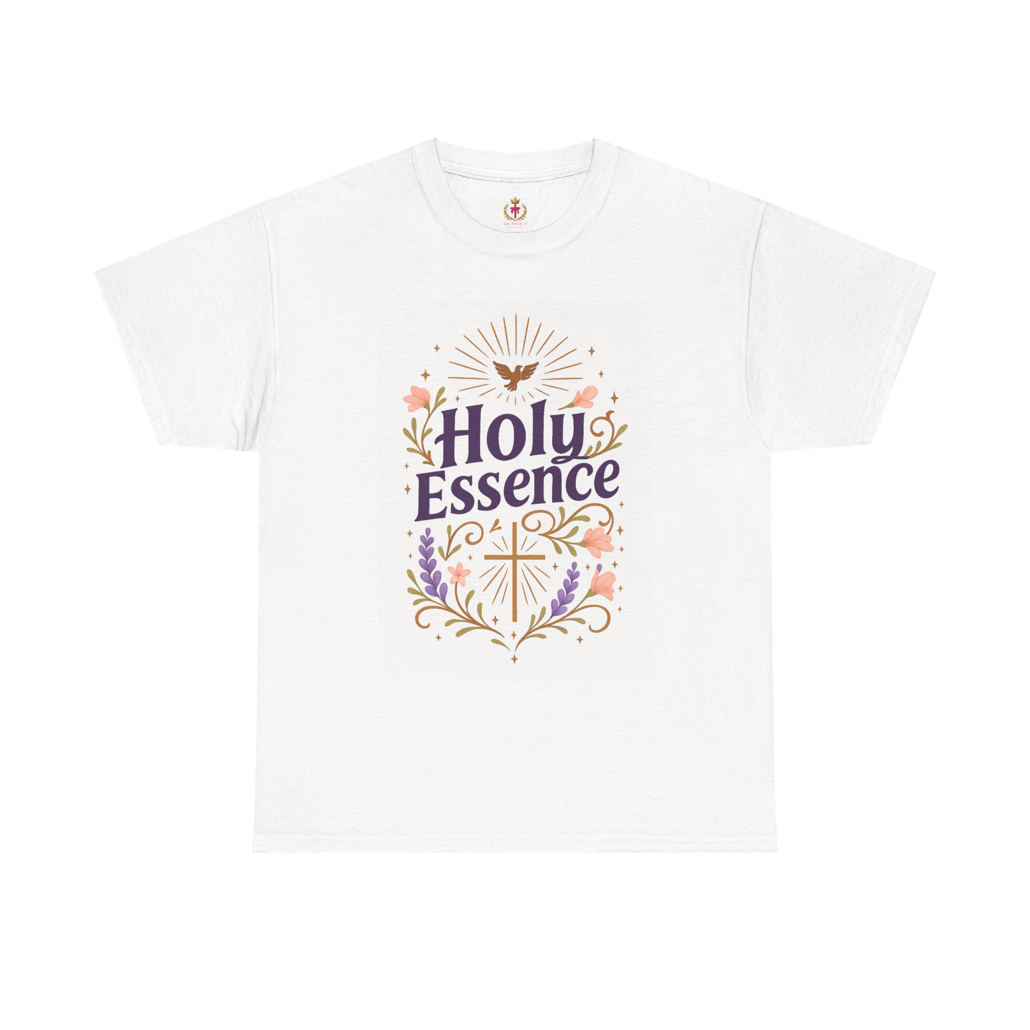 'Holy Essence' Unisex Heavy Cotton Tee - Spiritual Floral Design