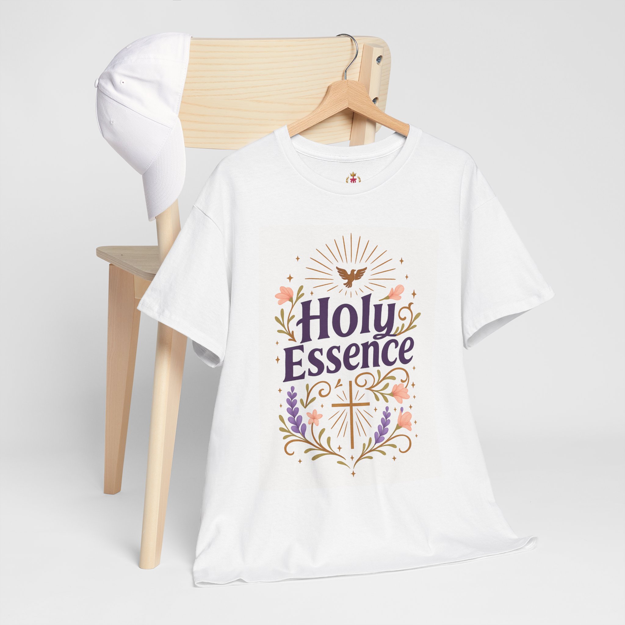'Holy Essence' Unisex Heavy Cotton Tee - Spiritual Floral Design
