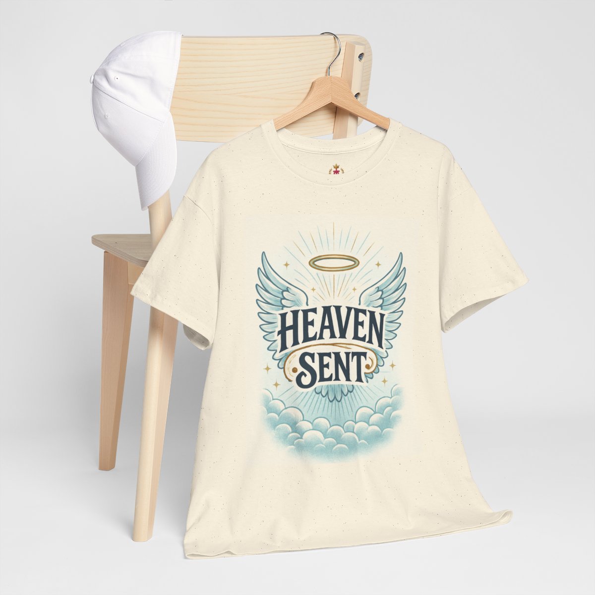 'Heaven Sent' Unisex Heavy Cotton Tee - Spiritual Angel Wings Design