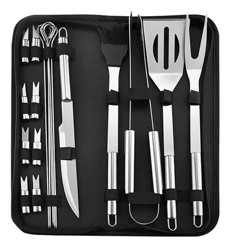 set parrillero acero inoxidable