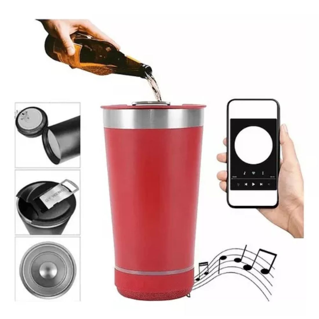 Vaso inteligente con altavoz Bluetooth