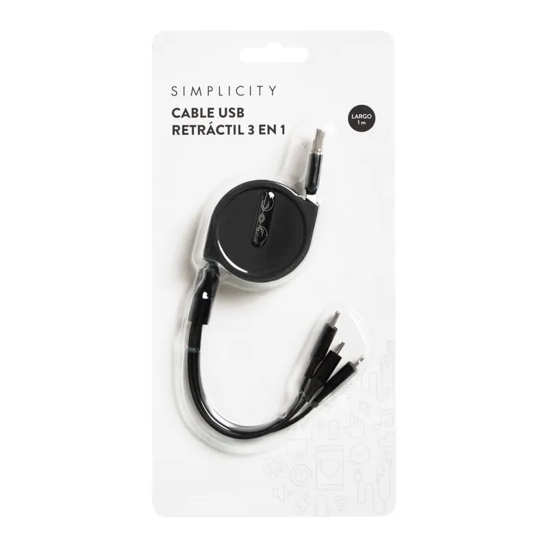Cable retráctil 3 en 1