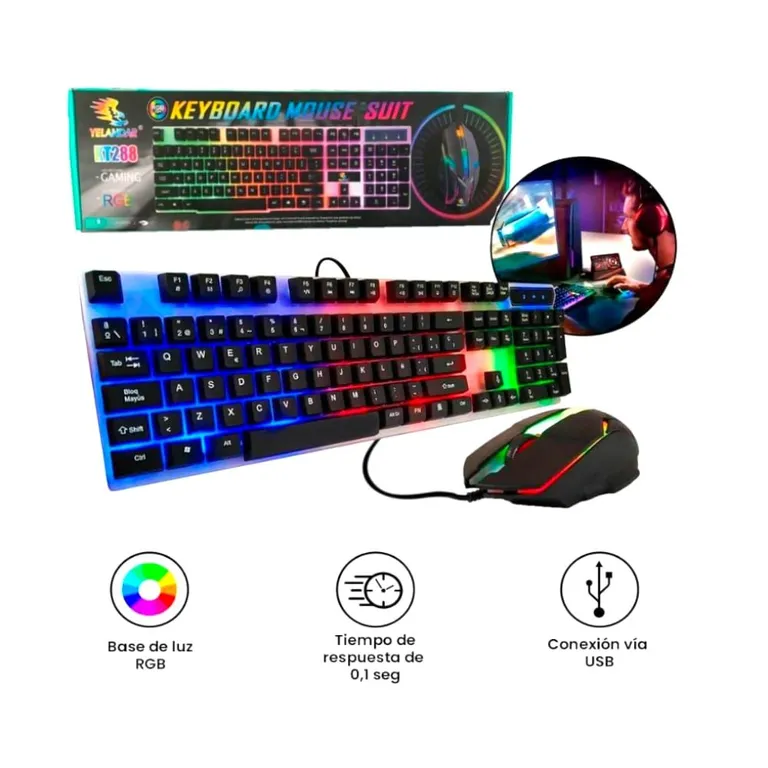 Teclado y mouse RGB 