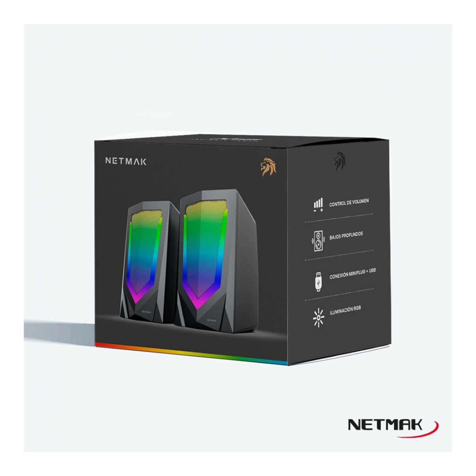Parlantes RGB Netmak para pc