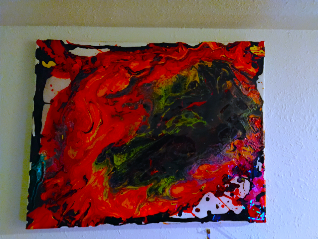 "Road Rash" Abstract Acrylic Painting Acrylic with Epoxy by Leo Zodiakk, circa 2022