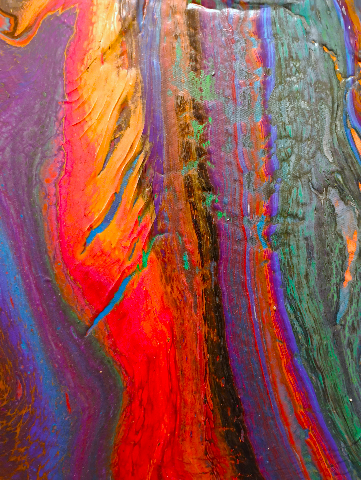 "She Really Stepped In It" Acrylic Vibrant Abstract Painting by Leo Zodiakk, circa 2022