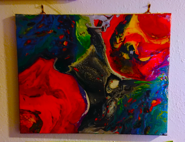 "They Said A Comet Is Coming" Acrylic and Epoxy Abstract Colorful Painting by Will Rogers, circa 2024