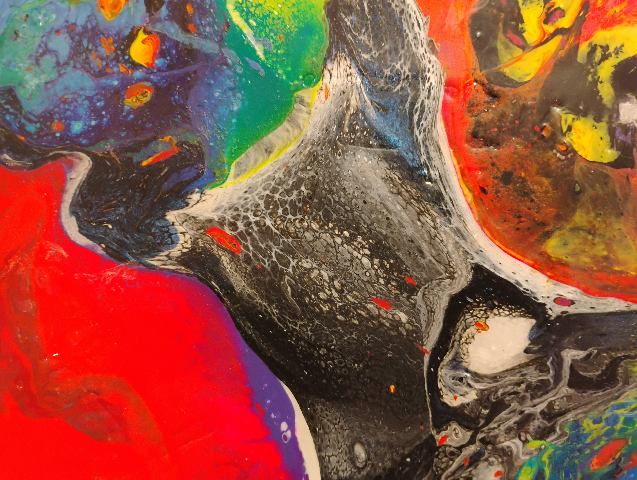 "Surfacing" Acrylic with Epoxy Abstract Acrylic Painting by Leo Zodiakk, circa 2023