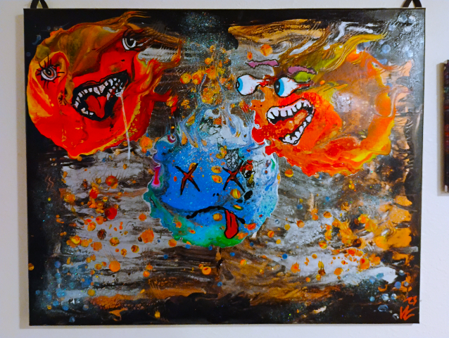 "Planet X Returns" Acrylic and oil with marker Abstract Emotional Painting by Leo Zodiakk