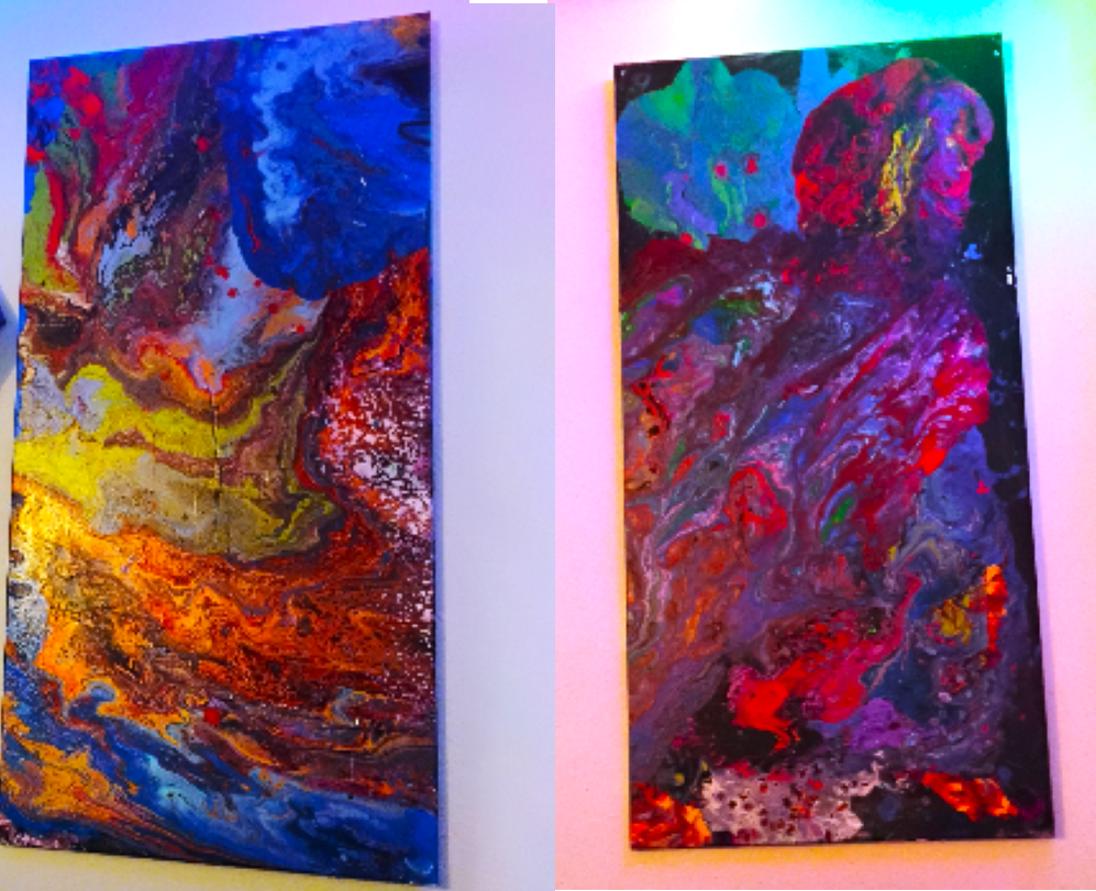 "Autumnal Equinox" Sister Abstract Acrylic Paintings circa 2024