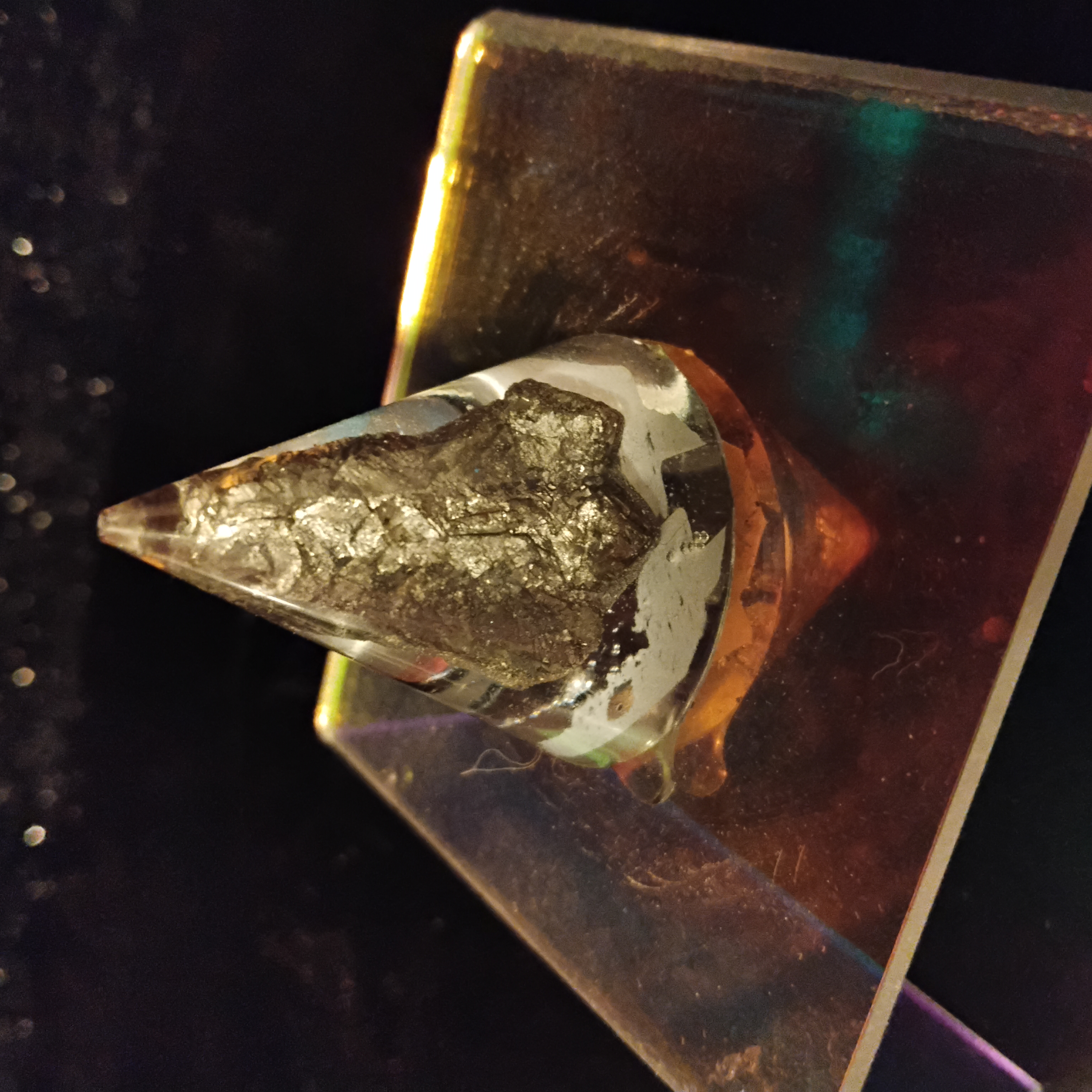 Graphite Mineral Specimen in Epoxy Cone