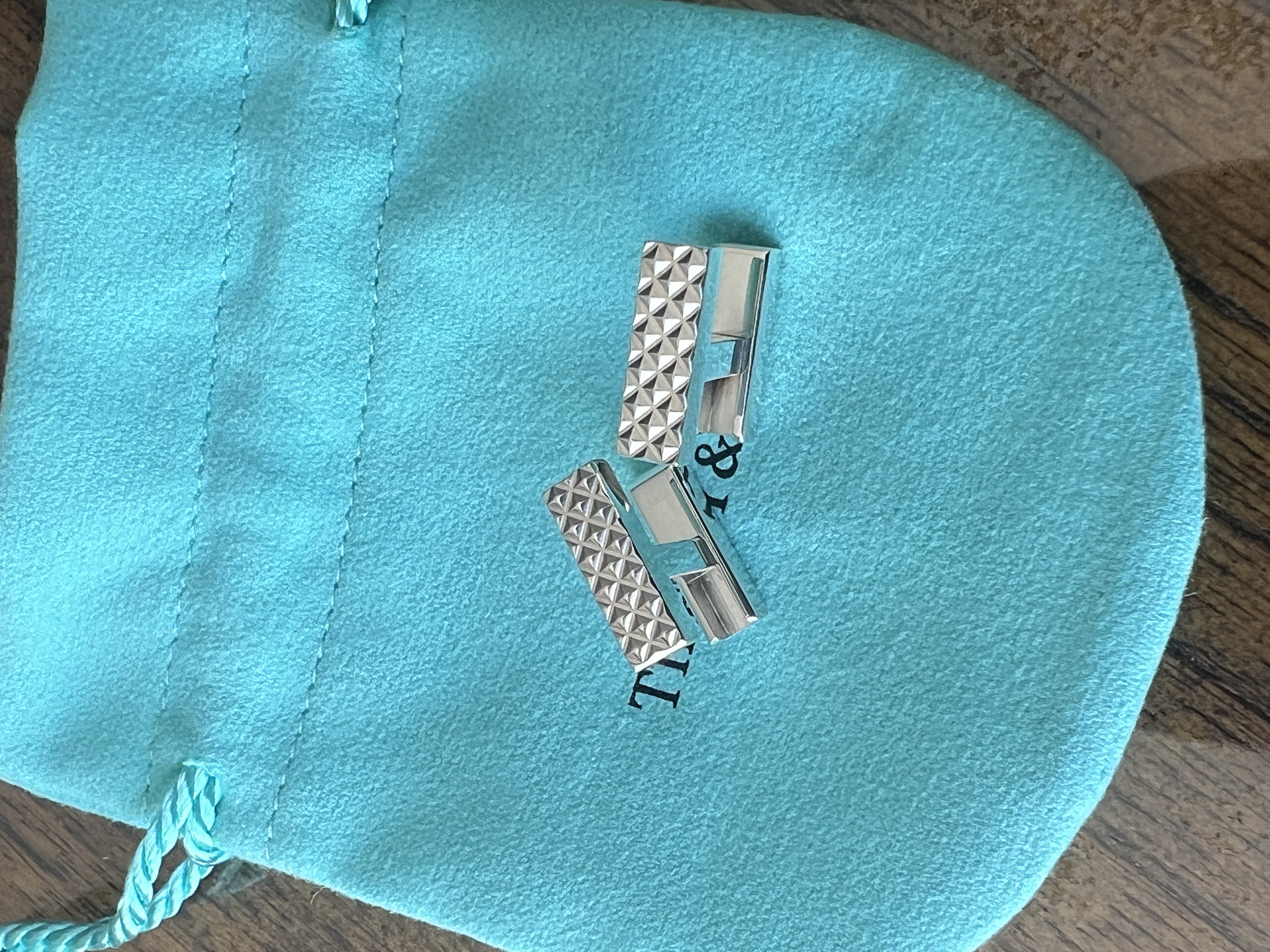 Tiffany Diamond Cut Silver Cufflinks